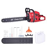 58CC Gas Chainsaw, 20 Inch Power Chain Saw, 2-Cycle Handed Petrol Chainsaws Gasoline Chainsaws Garden Tool for Cutting Trees, Wood, Outdoor Home Garden and Farm Use