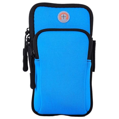 Running Armband for Phone, Sports Phone Holder for Gym Hiking Travel Fitness Access, Mobile Phone Armbands with Headphone Jack Hole, Compatibled with iPhone/Samsung (up to 6.8) (Blue)