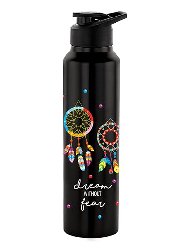 Image of NIRLON Classic Flip UV Printed Single Wall Stainless Steel Sipper Cap Water Bottle 1000ml (Dream Catcher)