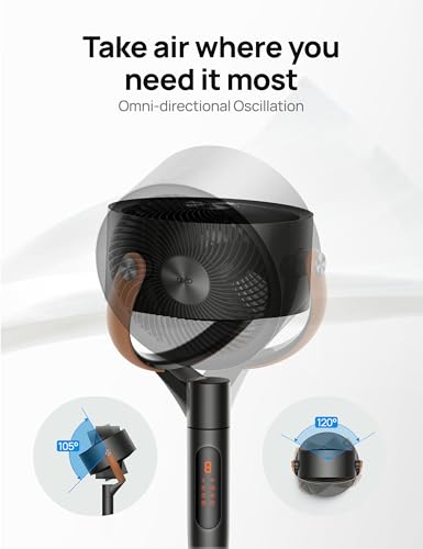 Dreo 43 Inch Smart Standing Fan for Bedroom, 100ft Strong Airflow Fan, DC Motor Silent Floor Fans, 120°+105° Oscillating Pedestal Fans with 12H Timer, 6 Modes, WiFi/Alexa/Remote Control - Image 6