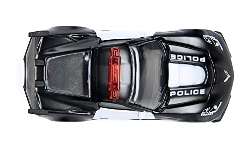 siku 1545, Chevrolet Corvette ZR1 Police, Metall/Kunststoff, Schwarz/Weiß, Motorhaube zum Öffnen, USA-Polizei Design – Bild 6