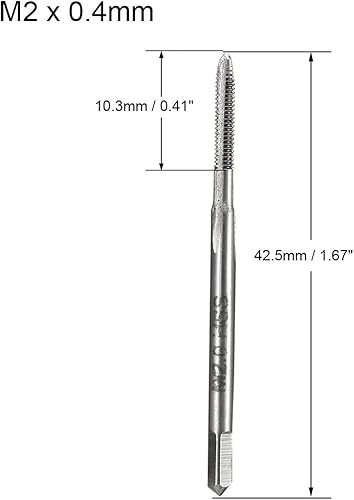 Miniatura 2 de uxcell Métrica máquina de grifo M2 x 0.016 in H2 de acero de alta velocidad 3 flautas rectas roscado roscado reparación de maquinista herramienta de