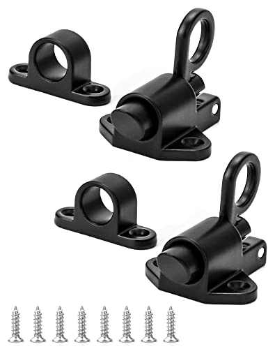 QWORK® 2 Stück Spring Riegelschloss, Automatische Verriegelung Schlossriegel mit Schrauben, Geeignet für Holztüren, Schranktüren, Balkontüren, Gartentüren, Fenster (Schwarz)