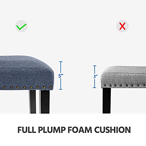 Yaheetech 6Pcs Dining Chairs Fabric Upholstered Chair Kitchen Parson Chair With Nailhead Trim And Solid Wood Legs For Home Kitchen And Restaurant, Blue #TOP7