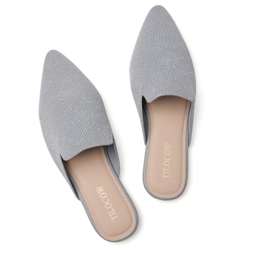 Image of Tilocow Knit Mules Office Slip on Loafers Business Casual Flats for Women