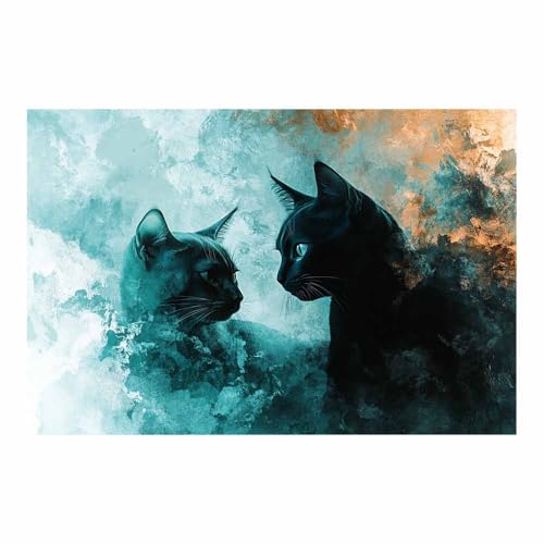 Toile murale un animal poster abstrait turquoise grand format 70x100cm sans cadre