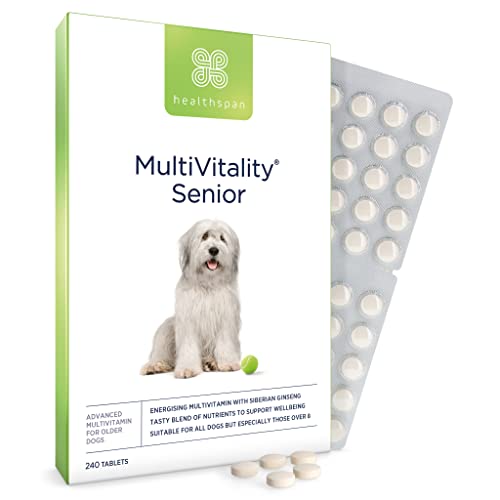 Healthspan Multivitamin Senior For Dogs | 240 Tablets | Supports Heart & Joint Health | 15 Essential Nutrients | Beef Flavoured | Pet Health