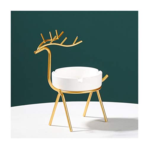 Cenicero Decorativo ciervos Cenicero, Cenicero de cerámica Oficina, creativo, Personalidad, cenicero del cigarro, del Ministerio del Interior al aire libre Bar, regalo, Negro, Oro Titular de cenicero