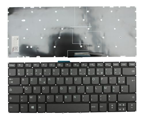 Clavier Ordinateur Portable Lenovo NSK-BZ1SQ Power4Laptops Gris AZERTY Pièce de Rechange PC