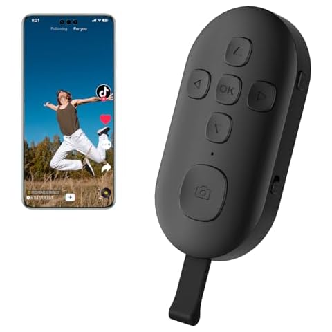 SEANCHEER TIK Tok Bluetooth Remote Control, Page Turner for Kindle App ebooks, Camera Remote Shutter Button, Wireless Short Videos Scrolling Ring Rechargeable, for Smartphones and Tablets(Black) Cover