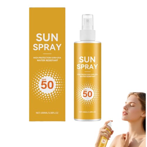 Sonnenschutz Spray Lsf 50+ ZuverläSsig Gegen UVA Sunscreen Strahlung,Mineralisches Sonnenschutzspray Transparent Sonnenspray für Gesicht und Körper,Sonnenschutz Spray für Empfindliche Haut,100ml