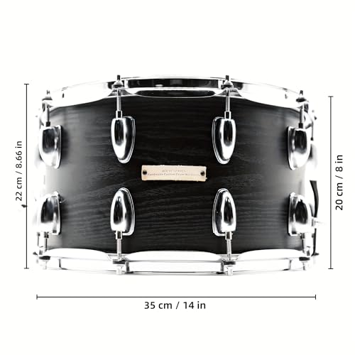 Beatello 14 x 8 inches Snare Drum Set with 42-Strand Widened Snare Wires, Marching Snare Drum Kit for Students Beginners, Studio & Live Performance, Quick-Adjust, Includes Drum Key, Black