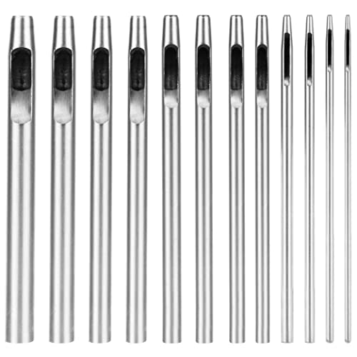 12 Pcs Punzón Hueco, Juego de punzonado Juego de Punzones de Cuero Juego de perforadoras de cuero redondo para Artesanía de Cuero DIY 0.5-6mm