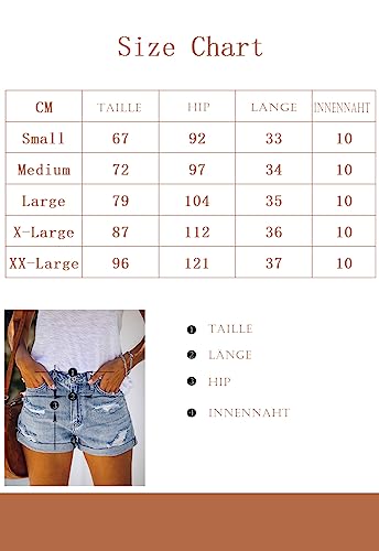 ANCAPELION Damen Denim Shorts Mittlere Taille Crimpen Hotpants Ripped Jeansshorts für Sommer – Bild 5