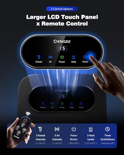 Image of KNQZE Foot Massager with Heat and Remote, Shiatsu Deep Kneading Feet Massager for Plantar Fasciitis & Neuropathy, Foot Warmer, Gifts for Mom Women Men Dad, Fits Up to Men Size 12(Black)