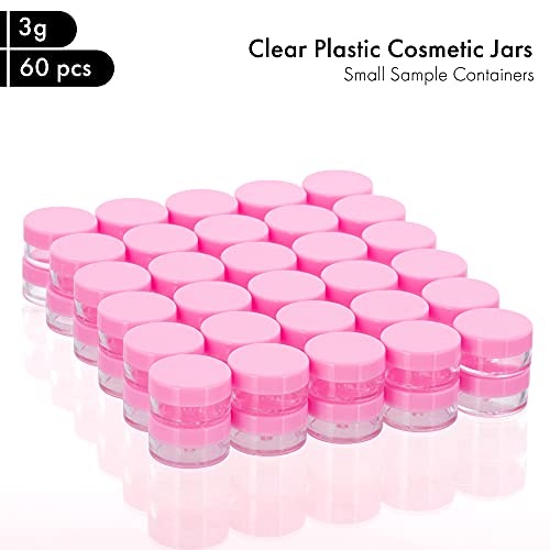 60Pcs 3 Gram Plastic Cosmetic Containers With Lids For Lotion, Creams, Toners, Lip Balms, Makeup Samples Jars Bpa Free (3G-60Pcs, Pink) #TOP1
