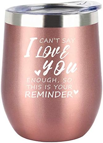 I Can't Say I Love You Enough- 12oz Insulated Wine Tumbler with Lid, Funny Stemless Wine Glasses, Best Wine Gifts for Her, Him, Women, Men, Couple, Boy Girl Friend, Wife, Husband