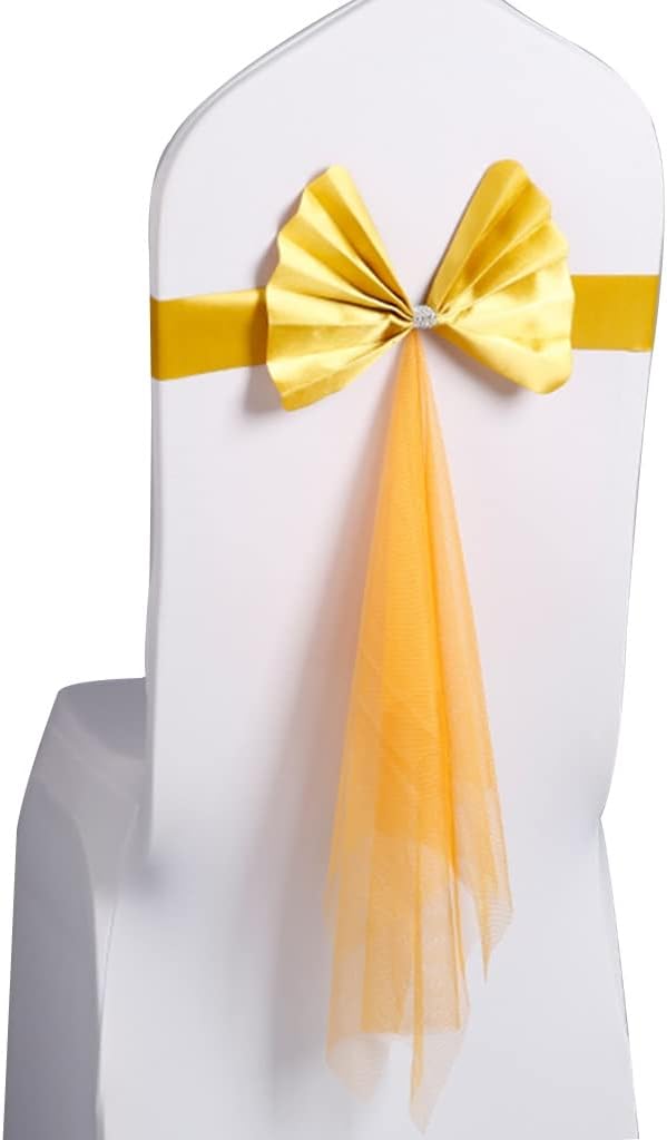 Chair Sashes for Wedding 10-100Pcs Elegant Bow Net Gauze Decoration Chair Bands Large-Scale Event Chair Back Decoration Birthday Party (Color : J Size :50) (D*10)