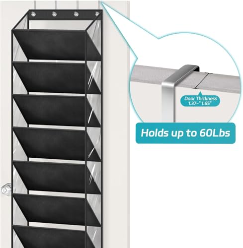 MISSLO 10 Tier Over Door Shoe Storage Organiser Hanging Shoe Rack Clear Deep Pockets Large Shoe Holder Back of Door - Image 4