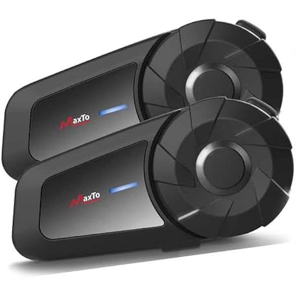 Maxto Motocyklowy zestaw słuchawkowy Bluetooth,MX1 2 Riders, uniwersalne systemy komunikacji interkomowej,dźwięk stereo HiFi, wodoodporność IPX6,sterowanie muzyką, kask motocyklowy głośnik(2pack)