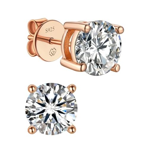 MomentWish Moissanite Earrings for Women, 925 Sterling Silver Hypoallergenic Stud Earring, Mens Lab Grown Diamond Earrings, Studs for Sensitive Ears, Gift for Mom or Wife