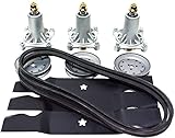 EPR 54” Lawn Mower Deck Rebuild Kit for Husqvarna Craftsman 3 Spindles 187292, 3 Pulleys 197473, 3...