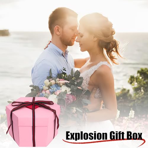 Koogel Explosion Gift Box, Surprise Picture Love Box Pink Exploding Photo Album with DIY Scrapbooking Accessories for Anniversary, Birthday, Wedding - Thumbnail 6