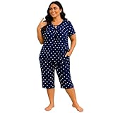 MATERIAL:This Plus Size pajama sets are made of 95% Rayon plus 5% Spandex.Fabric soft and comfy,moisture wicking and breathable.Ease while sleeping and perfect for relaxed days at home OCCASION:This is a thoughtful set of pajamas,always on your body....