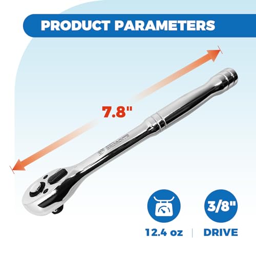 Image of Der Erwachte 3 /8-Inch Drive Ratchet, Quick-Release Reversible Ratchet Wrench, 72-Tooth 3 /8 Drive Ratchet Handle, Chrome Alloy Made, Cr-Mo Head,Full Polished
