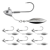 Underspin Swimbait Jig Head, 6-Pack Underspin Jig Heads for Swimbait with Stacked Cone Keeper - 1/8oz, 1/2oz, 1/4oz, 5/14oz, 1/63oz Bass & Saltwater Fishing Lures(5Pcs_Set,1/8 oz_3.5g)