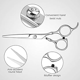 Alternative view of Hair Cutting Scissors Professional Home Haircutting Barber/Salon Thinning Shears Kit with Comb and Case for Men/Women (Silver)