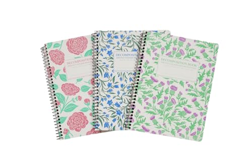 Decomposition 3-Pack Floral Spiral Notebook, 160 Lined Pages