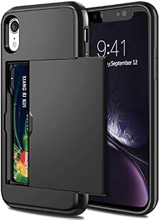 SAMONPOW Case for iPhone XR Hybrid iPhone XR Wallet Case Card Holder Shell