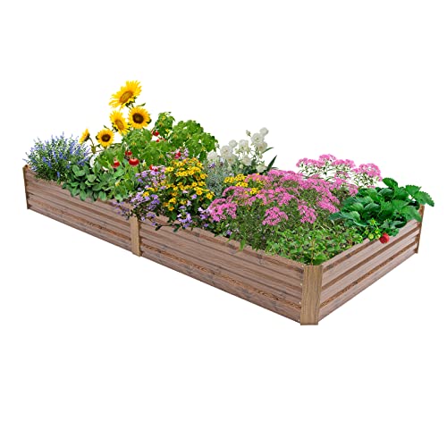 Leisurelife Galvanized Raised Garden Bed Metal Planter Box Outdoor Kits for Gardening Vegetables Herb Flower Beds, 8x4Ft, Grey