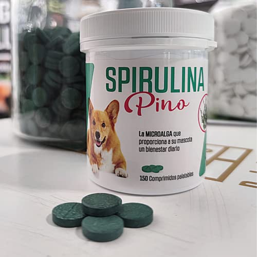 SPIRULINA Pino, Contiene 150 Comprimidos. Favorecen a la Belleza del Pelaje y de la Piel además de beneficiar al Sistema inmunológico. Fabricado en España Cover