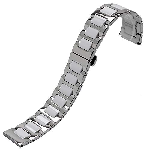 Sinaike Stylish Men's Watch Bands Silver Watch Strap Stainless Steel White Ceramic Watch Band 20Mm Watch Wrist Bands Mens For Gear S2 Bands #TOP1