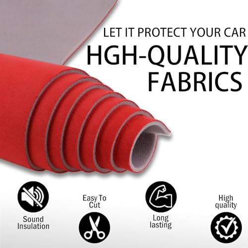 Kefly Red Suede Headliner Fabric 54" L × 60" W with Foam Backing, Auto Suede Roof Top Fabric, Automotive Interior Roof Replacement Material for Car, SUV, Boat, Pickup, Truck, RV, Home Repair by Kefly - Used condition - Image 2