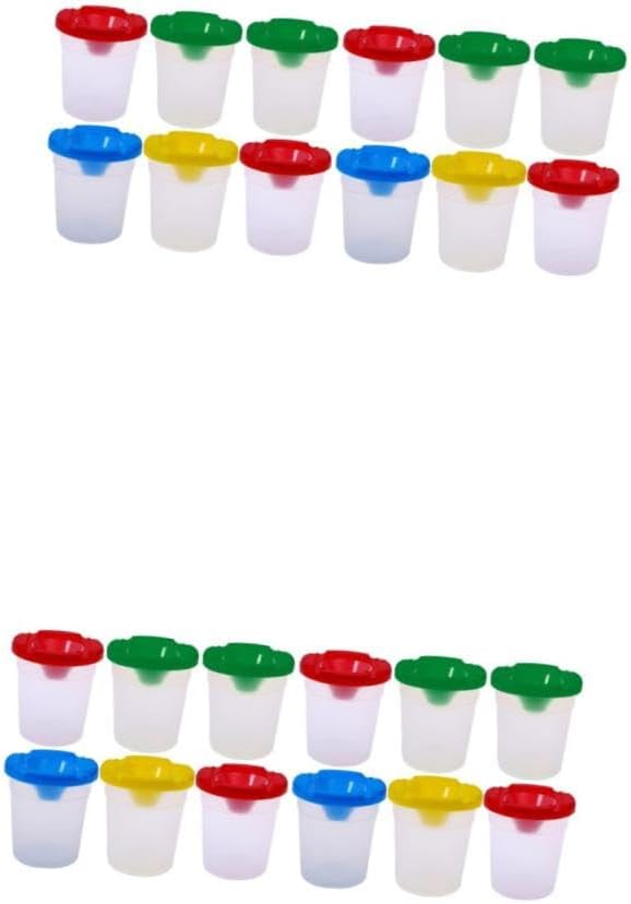 2sets Plastic Leakproof Paint Cups with Lids Drawing Cups for Boys and Girls Palette Painting Accessories 6 Colors 6pcs*2 Random Color