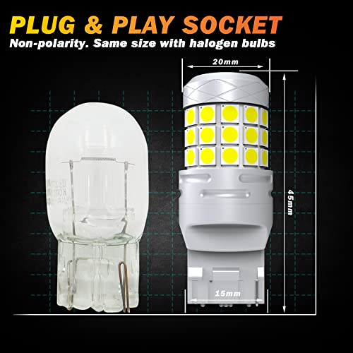 Cenmoll 582 W21W 7440 Led Bulb White, Super Bright 40W 2000LM 12V-24V Canbus Error Free WY21W 582 W21W Led Bulb for Backup Reverse Parking Light Turn Signal Brake Tail Lights, Pack of 2 - Image 5