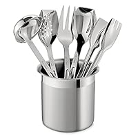 All-Clad T236 Stainless Steel Cook and Serve Kitchen Tools Set with Caddy, 6-Piece, Silver