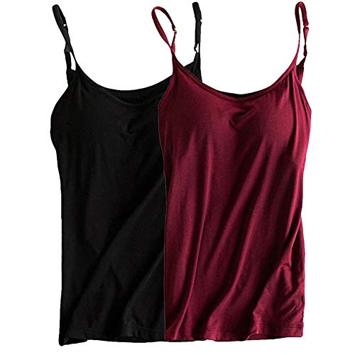 Image of Womens Modal Built-in Bra Padded Camisole Yoga Tanks Tops