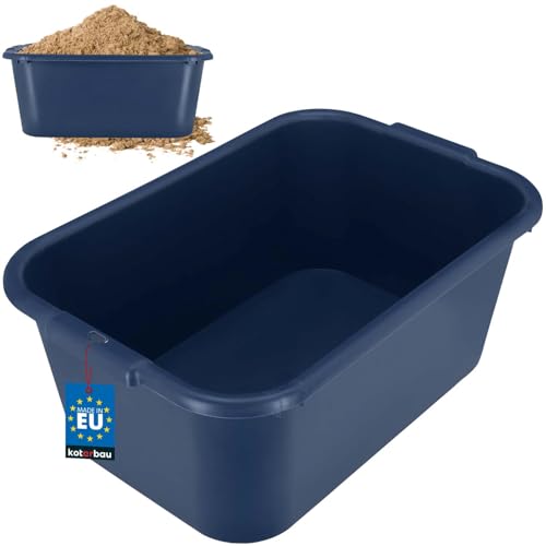 KOTARBAU® Cubo de mortero cuadrado de 45 L, color azul oscuro, de plástico, para mortero, para alimentos, para construcción, cubo de mortero, barril de cocina, cuadrado, para albañilería