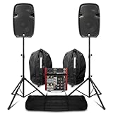 Complete compact PA system – Includes 2x 10" Bluetooth active speakers (400W each), a four-channel mixer, adjustable tripod stands, and protective speaker bags. Perfect for band practice, guitar, and vocal setups. Wireless audio streaming – Built-in ...