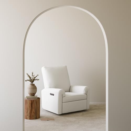 Image of Storkcraft Sorrento Deluxe Power Recliner Swivel Glider - Premium Electronic Nursery Rocking Chair, Oeko-TEX 100 Certified, Includes Dual-USB Charging Port with USB-A & USB-C (Ivory Basketweave)