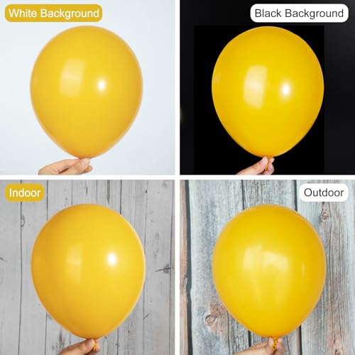Image of Ouddy Party 129Pcs Mustard Fall Balloon Arch Garland Kit in 18 12 10 5 Inch | Different Sizes 6Pcs 18 inch Mustard Yellow Latex Balloons for Thanksgivings Fall Baby Shower Birthday Flowers Party Decorations