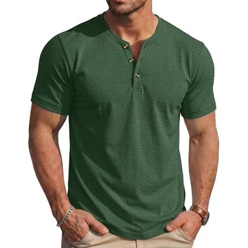 MAGCOMSEN Men's Henley Short Sleeve Shirt Moisture Wicking Lightweight Cotton T-Shirts Casual Summer Basic Tee Shirt