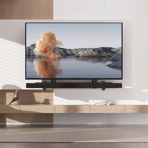 Image of XINLEI Universal Soundbar Mount with Holes /Without Holes, Sound Bar TV Bracket for Speaker Non-Slip Base Holder Extends 3.46 inch-6.1 inch,Support 20lbs SBR501