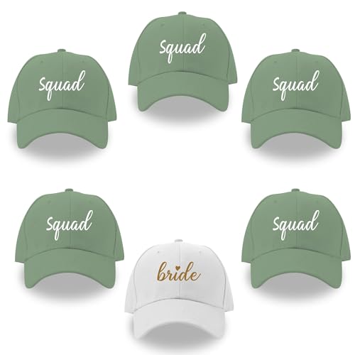 LADY&HOME Bachelorette Hats Set Bridesmaid Hat Bride Squad Baseball Hats Truck Caps Bachelorette Party Decorations(Sage Green2)