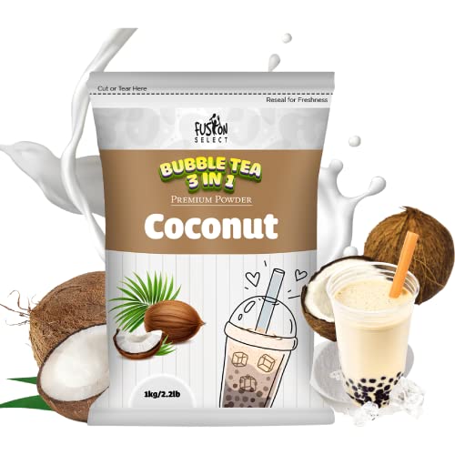 Fusion Select 2.2lb Coconut Milk Tea Powder Coconut Flavored-3-in-1 Drink Powder with Cream & Sugar - Instant Pre-Mixed Beverage for Hot or Cold Blends or Yummy Frappes