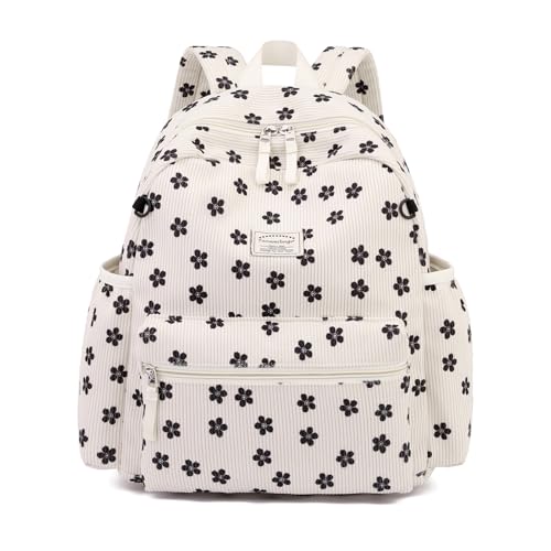 Tanweibago Corduroy Kids Backpack for Boys Girls 2-5 Toddler Backpacks for Primary Elementary Kindergarten (Flower Black, Small (13.7" H Fit A4 Folder)) by Tanweibago - Used condition - Image 2